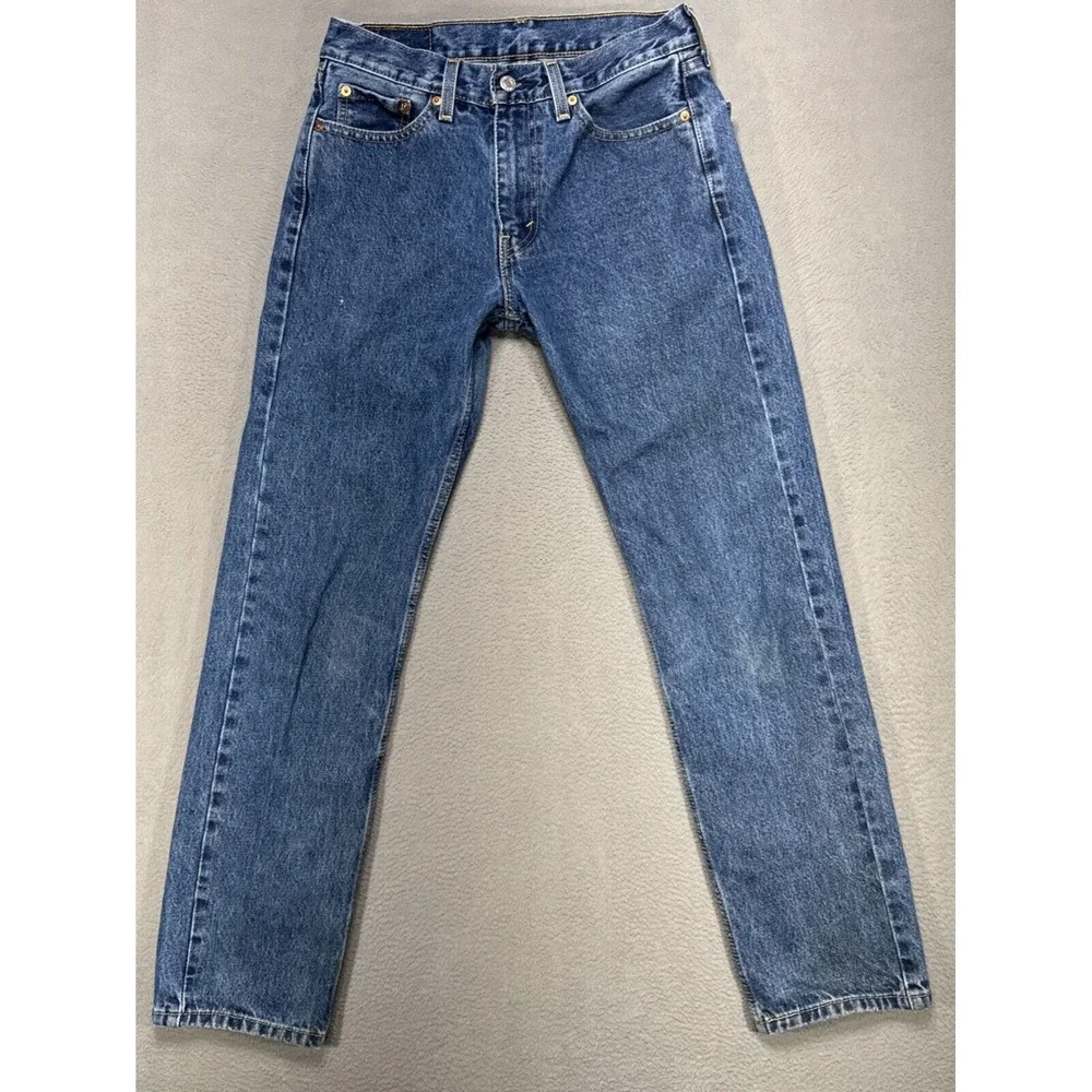 Levis 505 Jeans Mens Sz 30x32 (28x30) Blue Distressed Faded Workwear Dark Denim